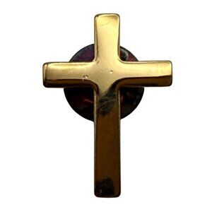Gold Tone Cross Lapel Pin Small Minimalist Religious Tie Tack Pin